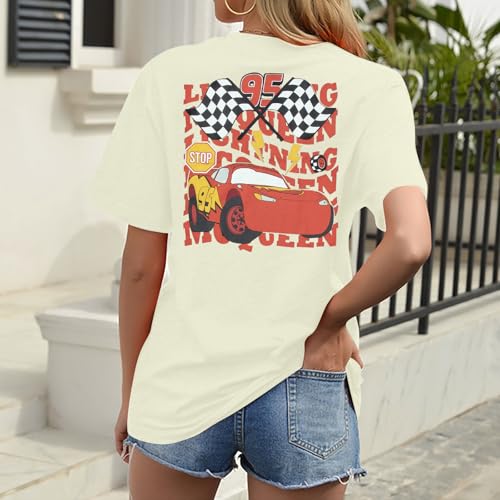 Racing Shirt for Women Race Checkered Flag T Shirt Racing Lover Tee Fast Cars Short Sleeve Tops4