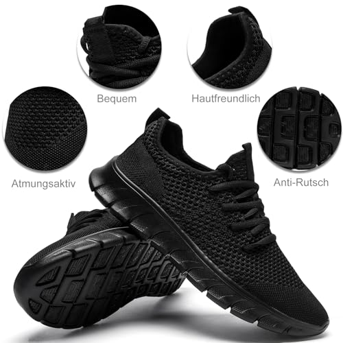 Damyuan Damen Sportschuhe Schuhe Sneaker Turnschuhe Laufschuhe Tennisschuhe lechit Fitnessschuhe Slip on Walkingschuhe schwarz 38