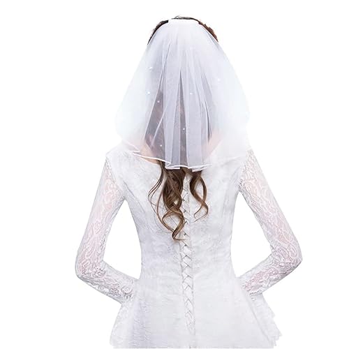 Haraty velos de novia de cristal cortos de 1 nivel velo de malla suave con peine para bodas, fiestas de novia, accesorios para el cabello para
