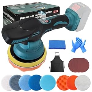 Accu polijstmachine, auto polijstmachine compatibel met Makita 18V, 8 variabele snelheden, 6 inch draadloze polijstmachine set voor het verwijderen van polijsten, schuren (zonder accu)