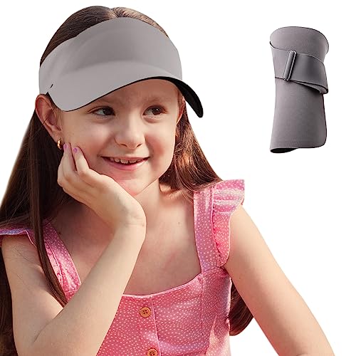 Kids Visor Sun Hat UV Protection Adjustable Elastic Sports Beach Cap Foldable Wide Brim for Boys Girls Ponytail