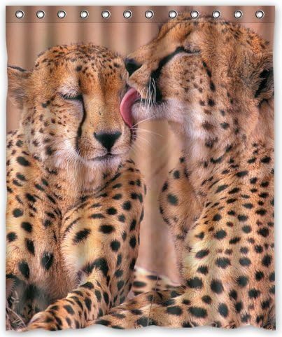 Custom Close Cheetah Couple Waterproof Bathroom Fabric Shower Curtain 60 X 72 Inch by Hot Curtain