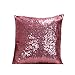 Yohope Housse de coussin carrée à paillettes - Couleur unie - 40 x 40 cm - Rose