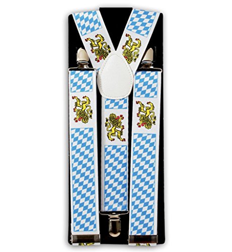 Preisvergleich Produktbild KarnevalsTeufel bayerische Hosenträger Oktoberfest blau weiß kariert