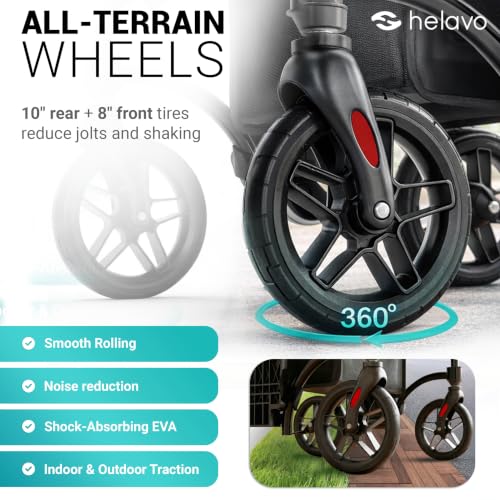 Image of Helavo Wide 2 in 1 Walker Wheelchair Combo, All Terrain 10 inch Wheels
