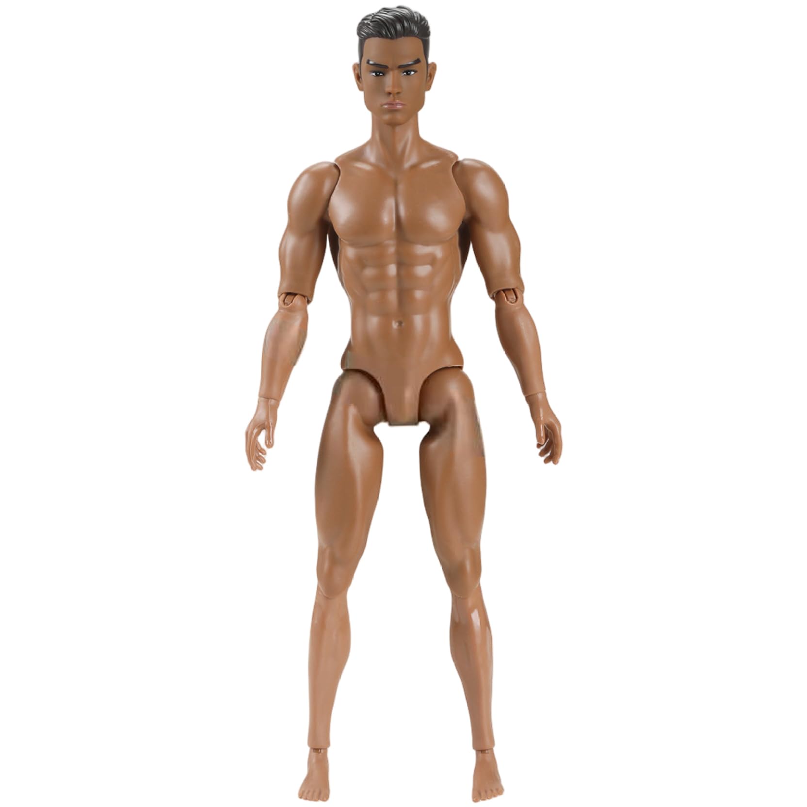 Lawnrden Muscle Male Action|1/6 Scale Action Figure Multi Jointed Posable Male Muscular Figure Body with Head for Display Doll Collection, Brown