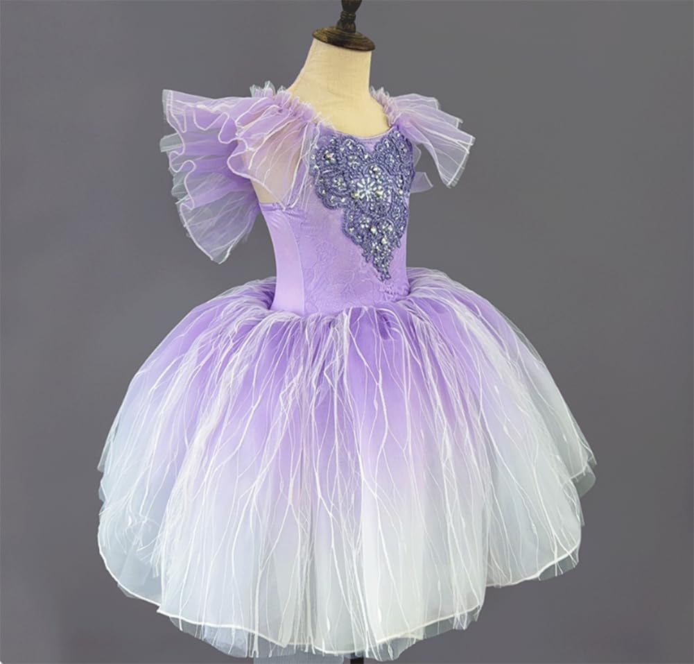 Falda tutú de Ballet Profesional para niñas, Vestido Largo de Tul español para niñas, Disfraces para competiciones de Danza del Lago de los Cisnes