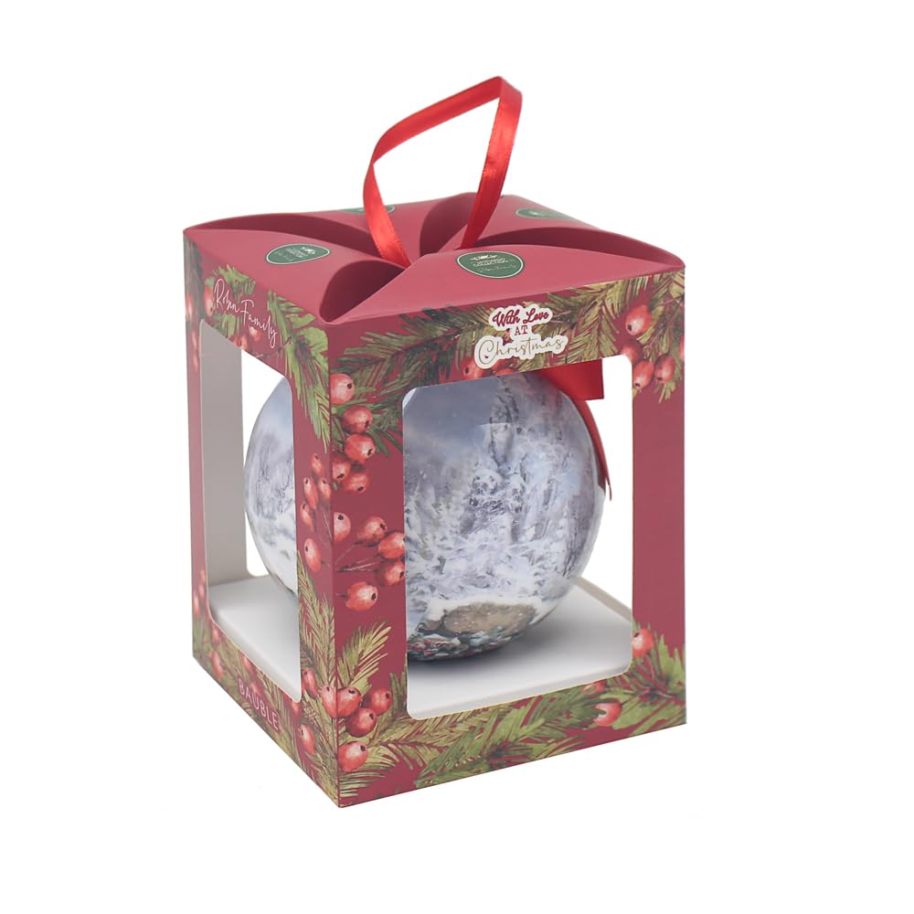 Lesser & Pavey White Robins Bauble In Gift Box - Gift Idea For Xmas - Robin Themed, Uk Design, Christmas Tree Decoration
