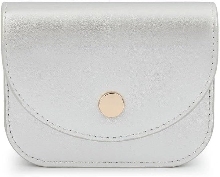 Pur Silver PU Small Thin Minimalist RFID Blocking Wallets for Women with Zipper Coin Large Capacity Slim Credit Card