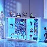 OUTDOOR DOIT Vitrina Expositora con Iluminación LED: Puertas de Cristal con Cerradura Vitrinas con Sensores Inteligentes Vitrina Cristal de 3 Niveles para Salón,
