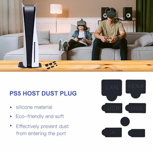 7Pcs Ps5 Silicone Anti Dust Plugs Set, Usb Hdmi Lan Type-C Interface Dustproof Cap For Sony Playstation 5 Host, Playstation 5 Console Anti-Scratch Anti-Fall Protector #TOP5