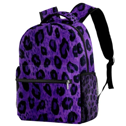 Sac à dos de voyage Campus imprimé léopard violet foncé avec porte-bouteille