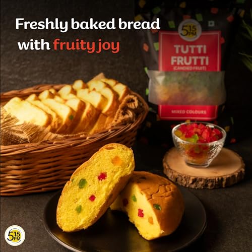 Image of 5:15PM Tutti Frutti Packet 500gm | Mix Tutti Frutti Cherry for Cake Baking | Dried Mix Multicolour Papaya Pieces | Sweet Cherries - 500gm