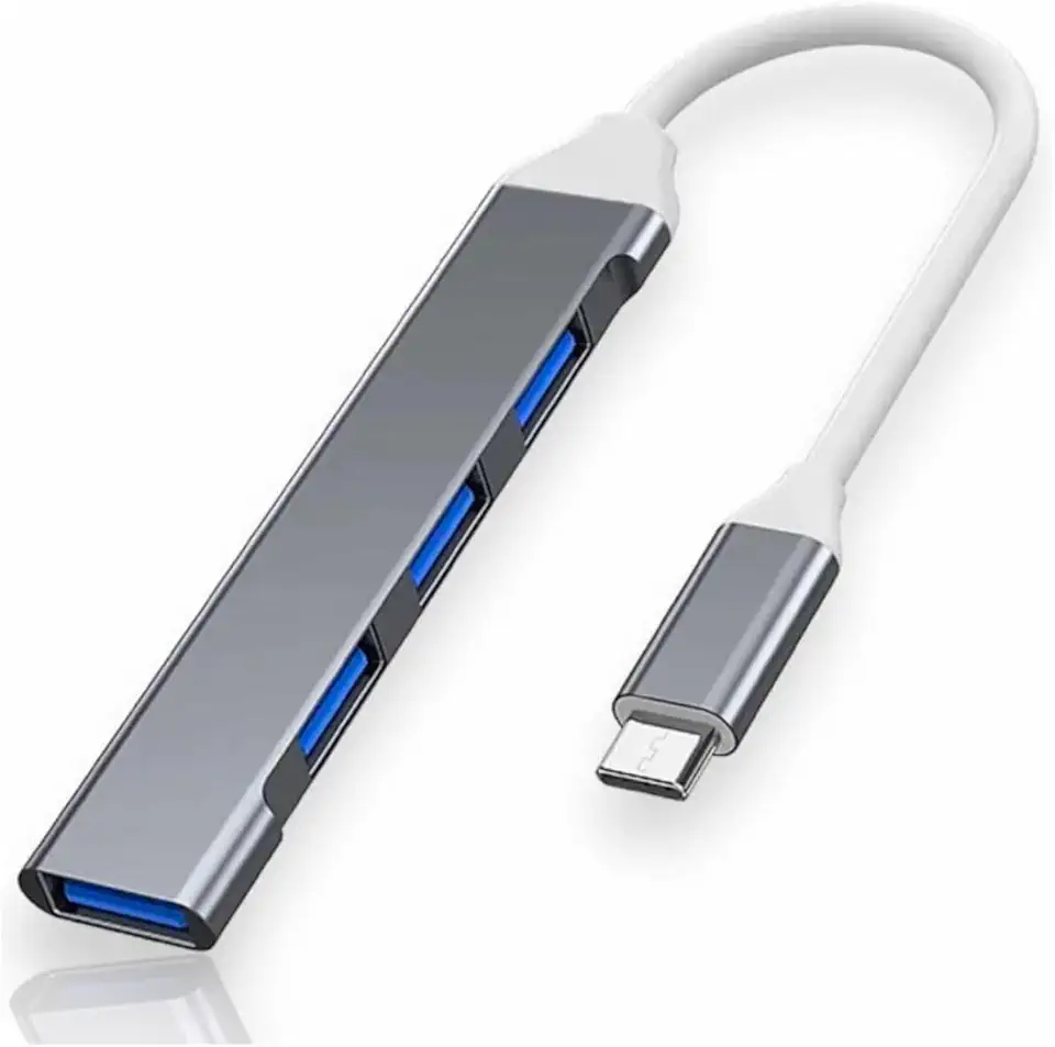 Hub USB C 4 Portas USB A 3.0 Alta Velocidade Adaptador Tipo C para USB Expansor de Conexões para Notebook PC Tablet Compatível Com Windows Mac Linux Compacto em Alumínio Plug and Play PREMIUM