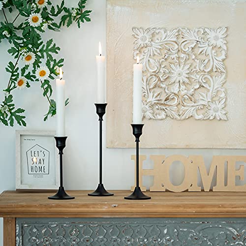 Romadedi Candlestick Holder Matte Black Candle Holder Set Of 3 Decorative Candle Holder For Taper Candle For Fireplace Mantel Dinning Table Home Decorations Black 1 Set thumb #6