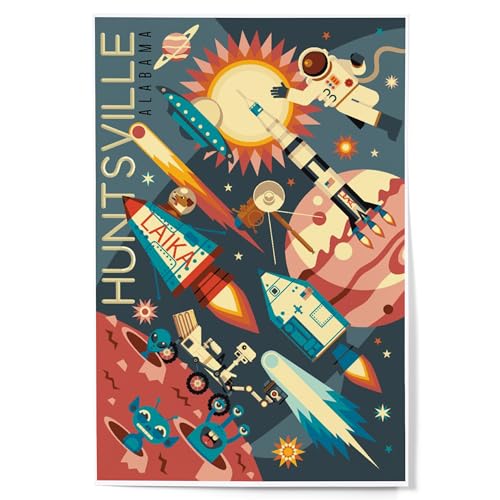 Lantern Press Huntsville, Alabama, Geometric, Space, 12x18 Inch Art Print, Home Decor