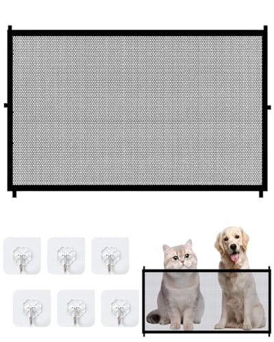 FUGLUS 1 pezzo Griglia di protezione per scale per cani, 110 x 72 cm, senza foratura, con 6 ganci adesivi, senza foratura, per cani e cani