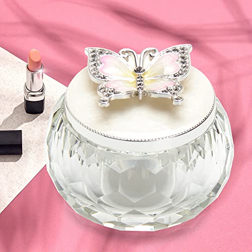 Lasody Butterfly Jewelry Storage Box For Rings Earrings Necklace Treasure Chest Organizer Jewelry Keepsake Gift Box Case For Girl Women (Butterfly W/Crystal Box, Silver Plate) #TOP7
