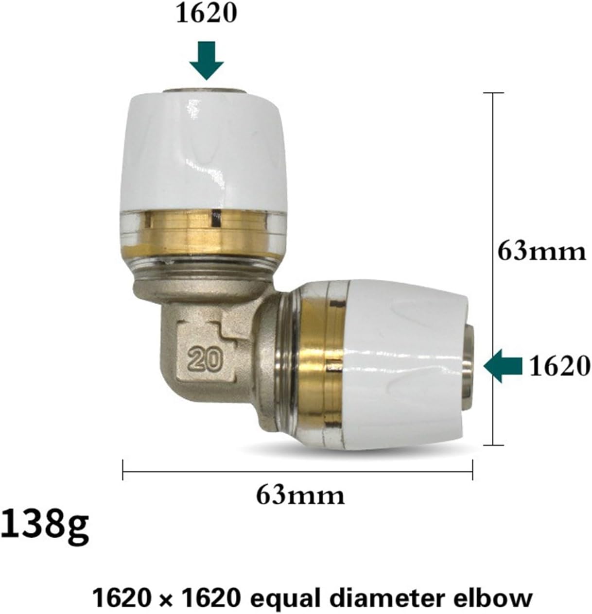 Equal Diam Elbow Quick Fluid Fitting 2016/1620 / 2025 Aluminium Pipe Radiator Copper Bite Push to (Size : 1216x1216) Plumbing Fittings