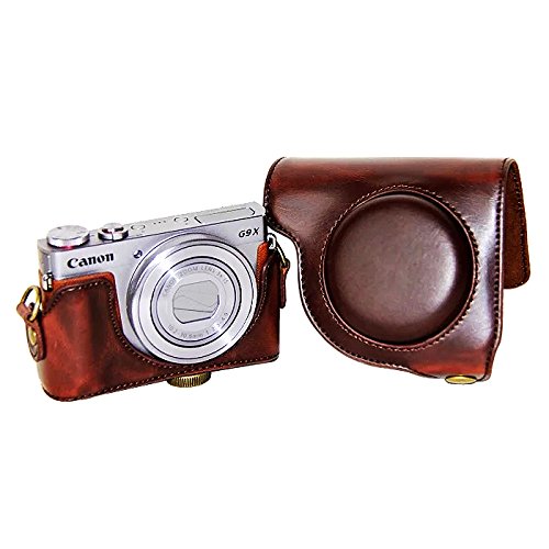First2savvv XJPT-G9X-10G11 dunkelbraun Ganzkörper- präzise Passform PU-Leder Kameratasche Fall Tasche Cover für Canon… – Bild 5