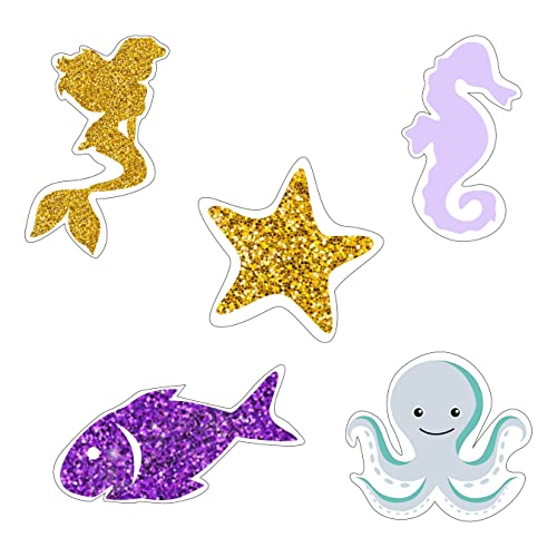 Image of Pretty UR Party Aqua Mermaid Theme Paper Cutouts for Birthday Parties, Mermaid Party Supplies decor, Birthday Party Decoration Cut-Outs (10 pcs)