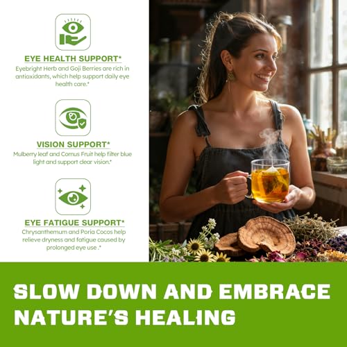 Image of VailHerbTea Eye Health Eyebright Herb Tea Bags - 50 Count, Handcraft Herbal Tea for Vision & Eye Fatigue Support, Natural Formula w /Goji Berries Chrysanthemum - Caffeine-Free, Mild Taste Tea.