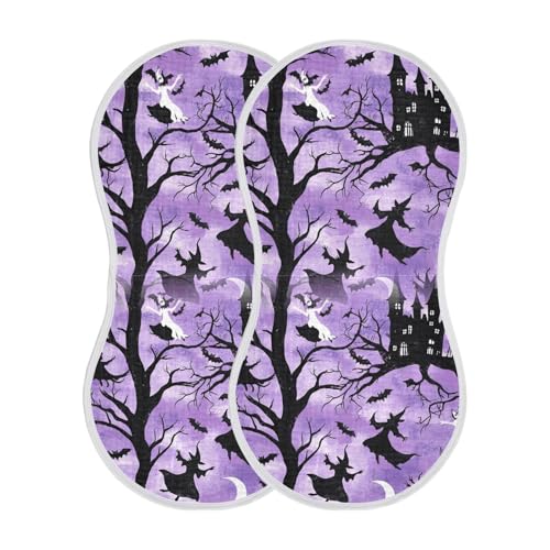 Muslin Burp Cloth for Baby 2PCS Halloween Witch Super Absorbent Burping Cloths, Bibs for Newborn Boys Girls