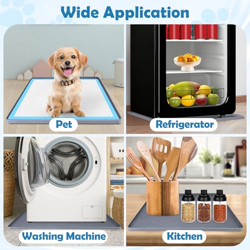 Dog Pee Pad Holder, Dog Potty Tray Silicone Puppy Pad Holder Tray Fits for 37.4" x 25.4" Training Pads, Puppy Potty Tray With 4 Clamps No Spill Raised Lip High Edge for Floor Protection (Grey) by phepetroll - Used condition - Image 7