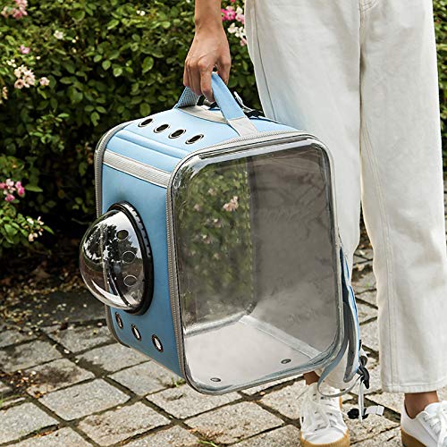 Sac à dos pour chats avec capsule spatiale transparente et structure pliante couleur bleue - 3
