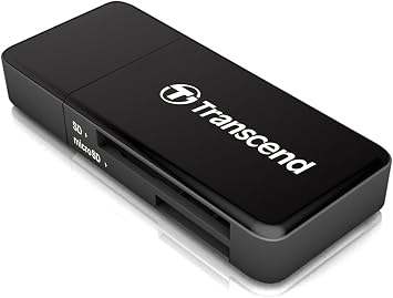 Transcend RDF5 USB3.1 Type-A SD Card Reader for Laptop/Windows/PC/Computer, 2 in 1 Dual Slot Memory/Micro SD Card Reader Supports SD/Micro SD/SDHC/SDXC with Type A Device Black
