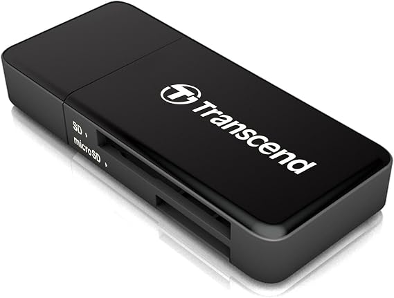 Transcend RDF5 USB3.1 Type-A SD Card Reader for Laptop/Windows/PC/Computer, 2 in 1 Dual Slot Memory/Micro SD Card Reader Supports SD/Micro SD/SDHC/SDXC with Type A Device Black