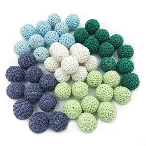Perles de Crochet en Bois 20mm 50pc Perles de Couleur pour Collier de Bricolage Cover
