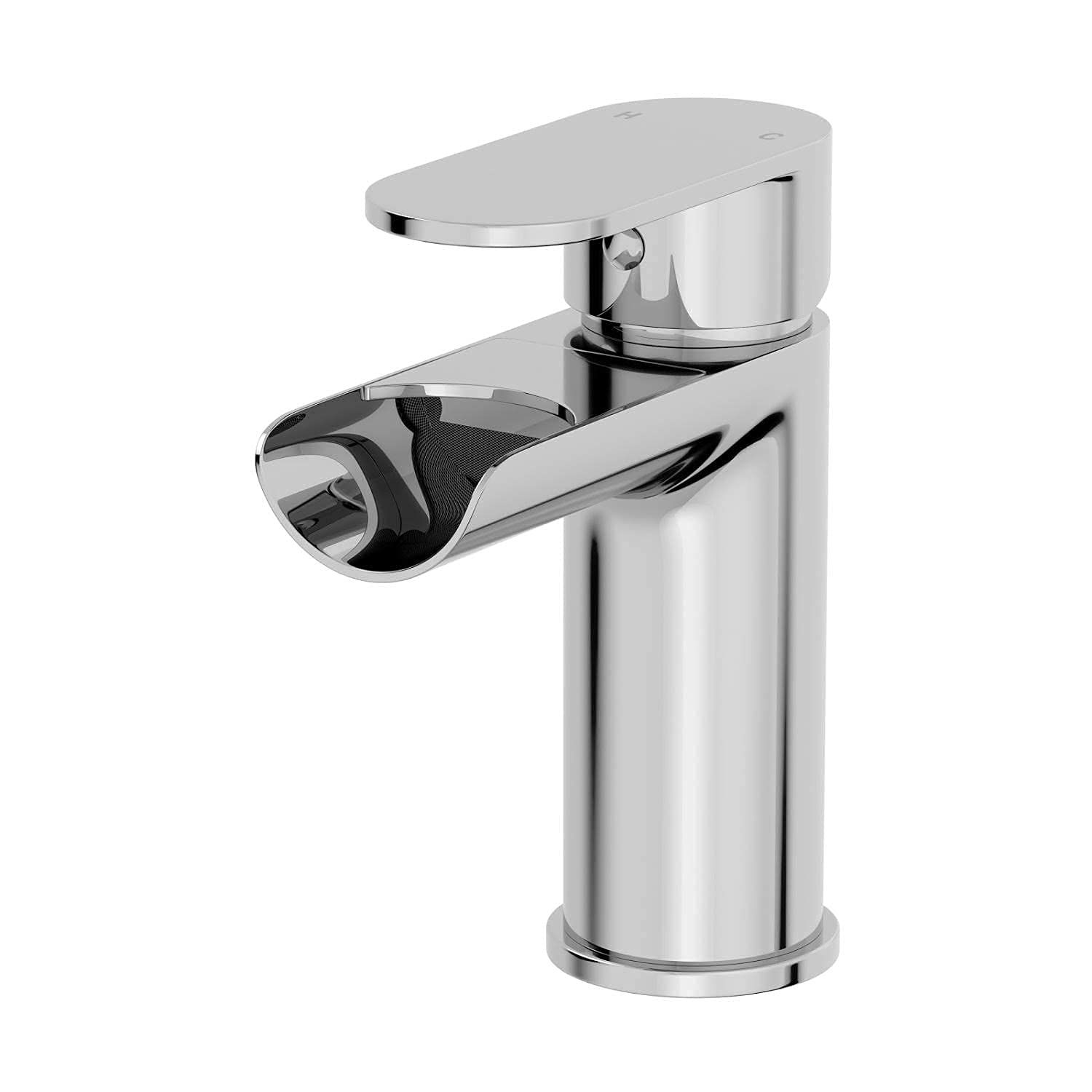 Architeckt® Edsberg Bathroom Waterfall Basin Sink Mixer Tap Modern Mono Round Single Lever Handle Faucet for Sinks, Chrome