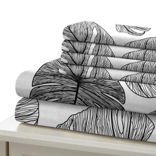 Housse de couette imprimé 3D feuilles tropicales chic