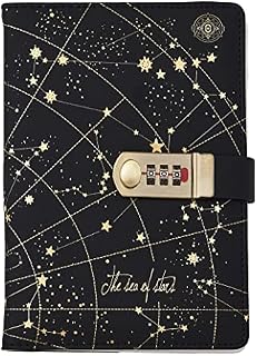 NectaRoy A5 Travel Journal with Lock(The Sea of Star), PU Leather Password Notebook, Lockable Diary Planner Agenda for Office School Supplies Student Stationery Birthday Gift, 215x145mm
