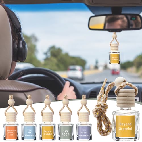 Thyle 20 Sets Hanging Car Air Freshener Diffuser Bottles Employee Appreciation Gifts Bulk with Inspirational Keychain and Thank You Card Empty Car Essential Perfume Pendant Bottle for Staff Coworker by Thyle - Image 6