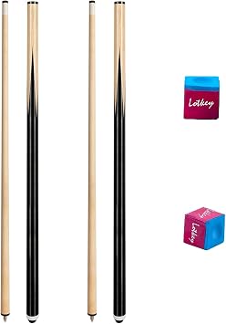 LOTKEY Pool Cue Stick, 58"/52"/48"/42" Pool Cues Set of 4/2/1, Billiard Cue Sticks with 13mm Leather Screw On Tips, Pool Sticks for Beginners Youth Adults 14 15 19 20 21oz House Bar, 2-Piece Design