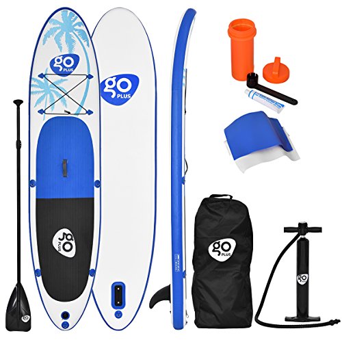 HOMGX 11’ Inflatable Stand Up Paddle Board, 6” Thick Non-Slip SUP for All Skill Levels, Included with Adjustable Paddle, Repair Kit, Pump, Backpack and Center Fin, Stable Stance for Youth & Adult