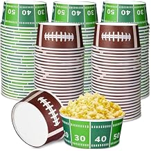 Qyeahkj 50pcs Large Football Party Snack Bowl Supplies Football Field and Rugby Serving Bowls 13.5oz Disposable Paper Sports Chili Bowls Treat Cups Bucket for Game Day 2026 Sports Birthday Party