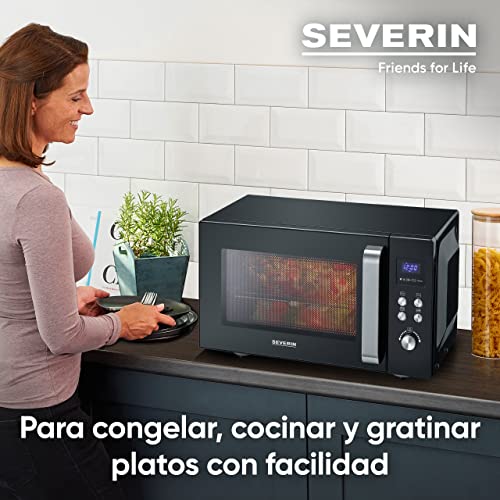 Forno Microonde SEVERIN MW 7762 2-in-1 Con Grill E Fondo In Ceramica, 800W, Senza Piatto Girevole - Nero/acciaio