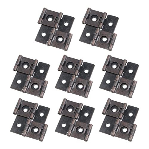 Wdonay 8 Pcs Folding Screen Gate Hinges Double-Acting Door Hinges Iron Retro Style Cabinet Hinges, With Mounting Screws, 1.81" X 1.85", Red Bronze #TOP16