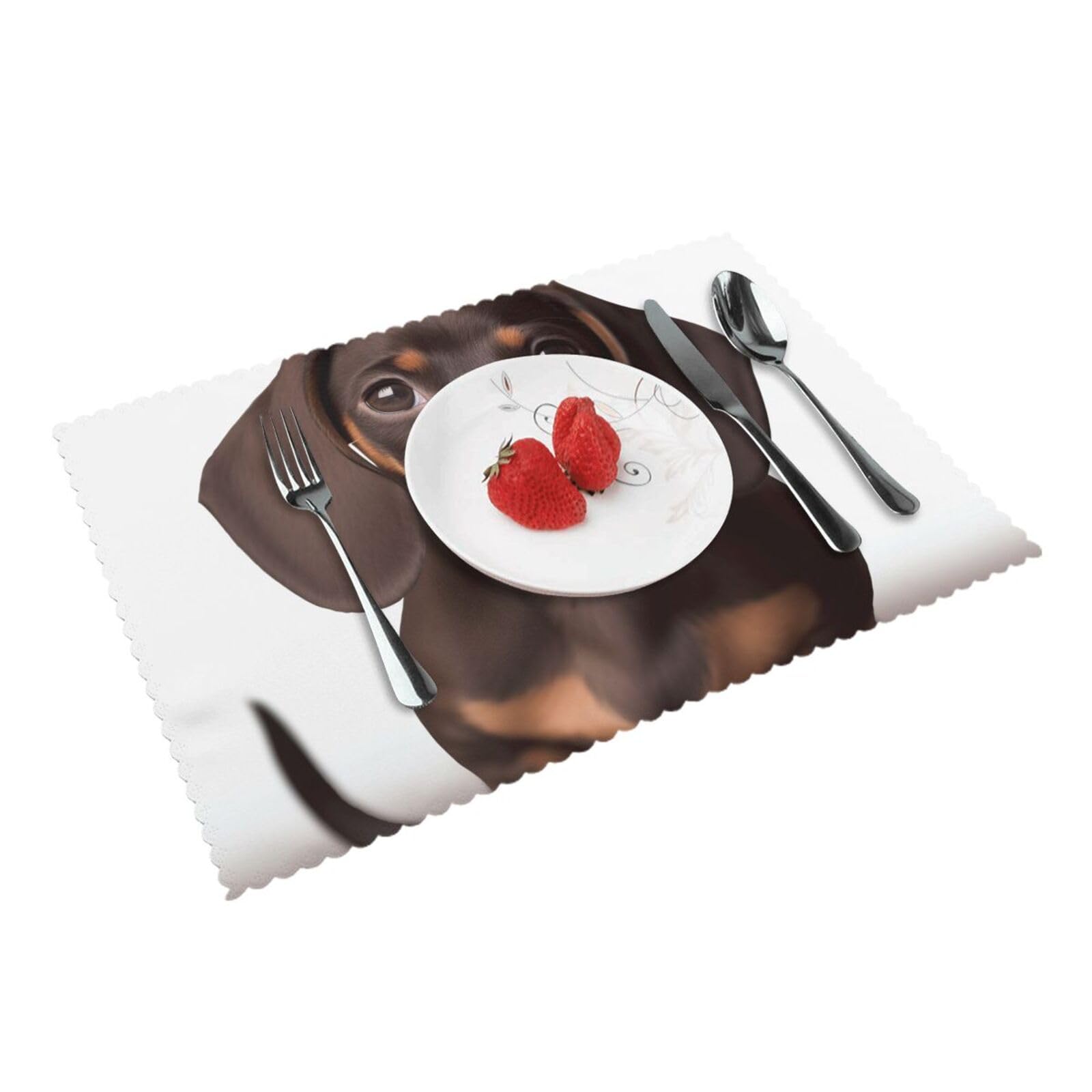 Cute Dachshund Dog Printed Placemat Heat Resistant Place Mats Set of 4 PCS Washable Kitchen Table Mats, 12x18 Inch