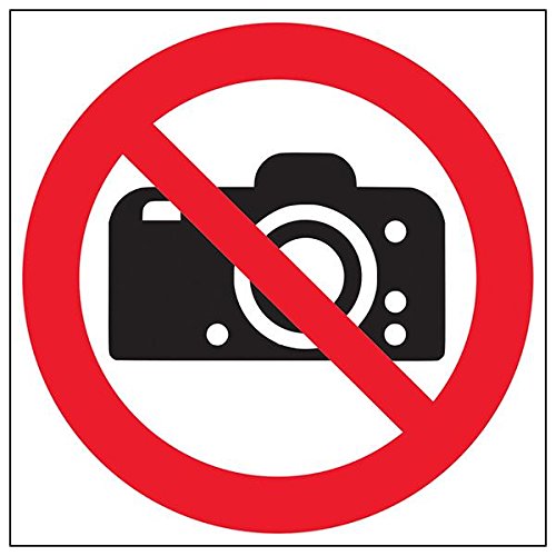 VSafety 51011BG-R'No Cameras - Letrero cuadrado, 400 mm x 400 mm, 3 unidades