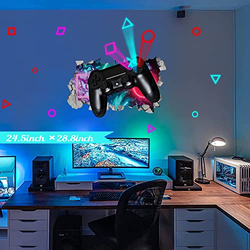 Kokolap Game Wall Decals,Gaming Wall Stickers For Teen Boys Room,3D Broken Wall Decals Gamer Controller Sticker Peel And Stick,Video Gaming Wallpaper For Kids Bedroom Playroom Nursery Boys Gift Decor #TOP1