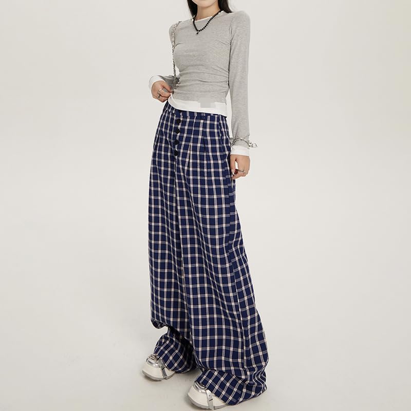Retro High-Waisted Loose Wide-Leg Pants,Straight-Leg Casual Pants for Women