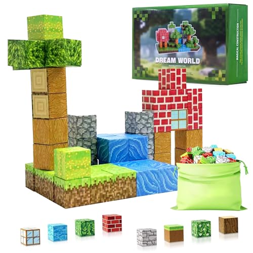 Image of Kidology 48PCS Magnetic Blocks | Build Mine Magnet World Magic Portal Set - STEM Magnetic Tiles Building Blocks Toy for Toddlers | Creative Sensory Outdoor Learning Toy for Kids Ages 3+