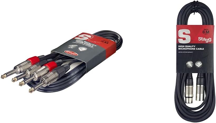 Stagg STC6P 6 m 2x Jack Twin Cable & SMC6 6 metre standard microphone cable