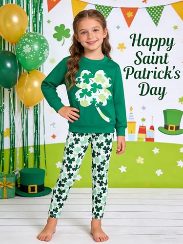 Image of Little Girls Unicorn Outfits 2 Piece Kids Ruffle Sleeve Sweatshirt + Leggings Fall Leopard Clothing Sets 2-10 Years