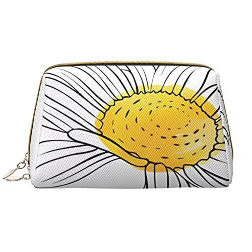 Trousse de maquillage en cuir synthétique blanc au design floral raffiné