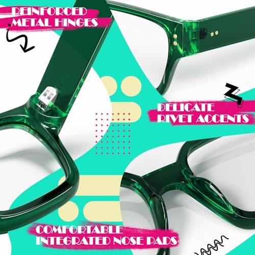 Image of Sunier Oversized Thick Square Fake Clear Lens Glasses Women Men 100% UV400 | Fashion Preppy Style, Retro Big Non-Prescription Eyeglasses,Fancy Chunky Frame,Multiple Colors Available,Unisex